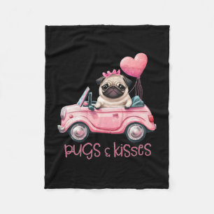 Manta Polar El día de San Valentín Pugs & Kisses Pug