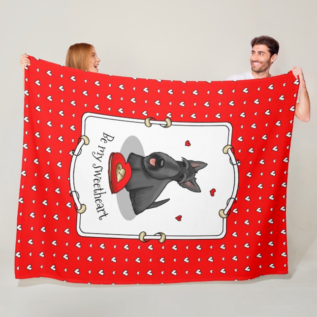 Manta Polar El día de San Valentín (rojo) Scottie Dog (negro)  (In situ)