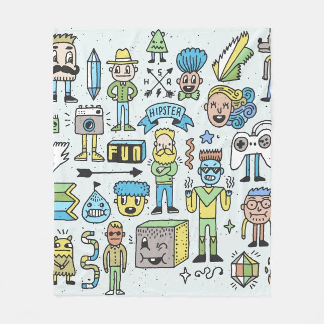 Manta Polar El doodle 2 de los hipsters descabellados. Mano vi (Anverso)
