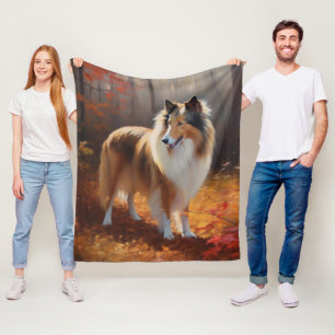 Manta Polar El duro collie en otoño se inspira en las hojas