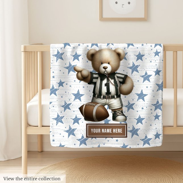 Manta Polar El elegante oso de peluche americano de fútbol per (Soft and cozy American football teddy bear blanket, great personalized boy birthday gift.)