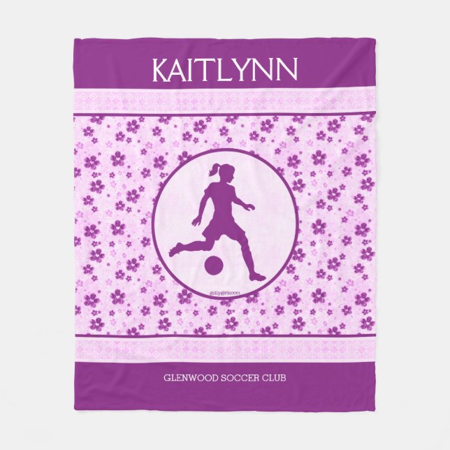 Manta Polar El fútbol Purple Heart del chica personalizado (Anverso)