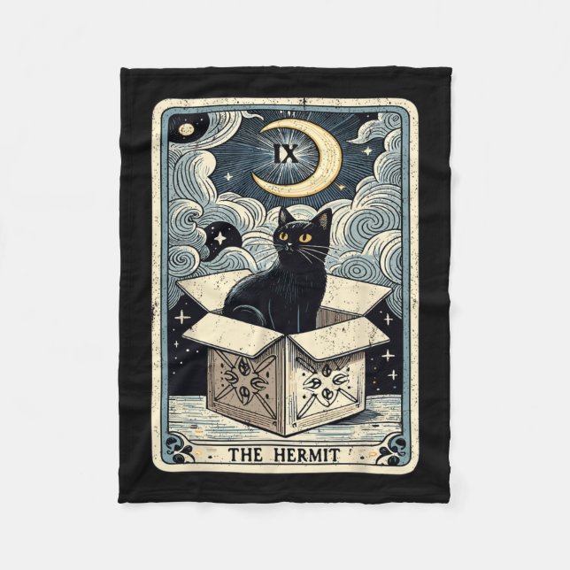 Manta Polar El gato de la tarjeta Tarot de Hermit en caja Grac (Anverso)
