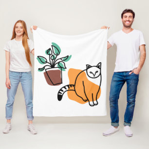 Manta Polar El gato y la planta