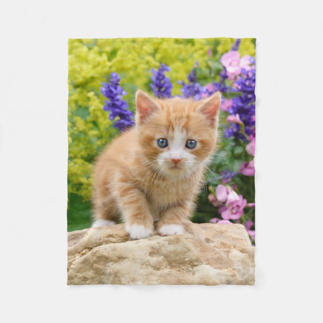 Manta Polar El Ginger Ginger Gato Gatito Gatito Flowery Garden (Anverso)