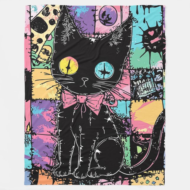 Manta Polar El Gótico Kawaii Pastel Patchwork Gótico Creepy (Anverso)
