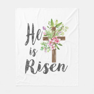 Manta Polar Él ha Resucitado Cruz Floral Vintage Feliz Pascua 