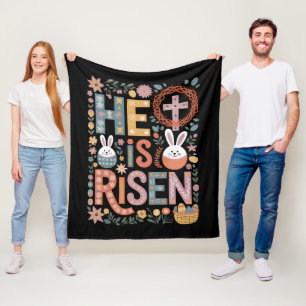 Manta Polar Él ha resucitado Jesús Floral Cute Easter Bunny Ra