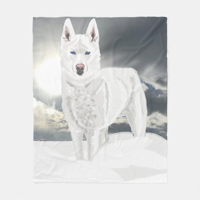 Manta Polar El Husky Blanco con Nieve (Anverso)
