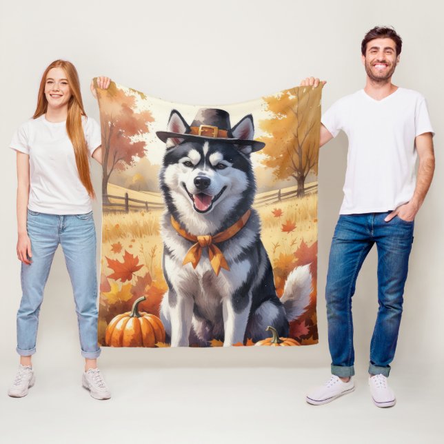 Manta Polar El Husky Siberiano En Otoño Deja El Arte De Acción (In situ)