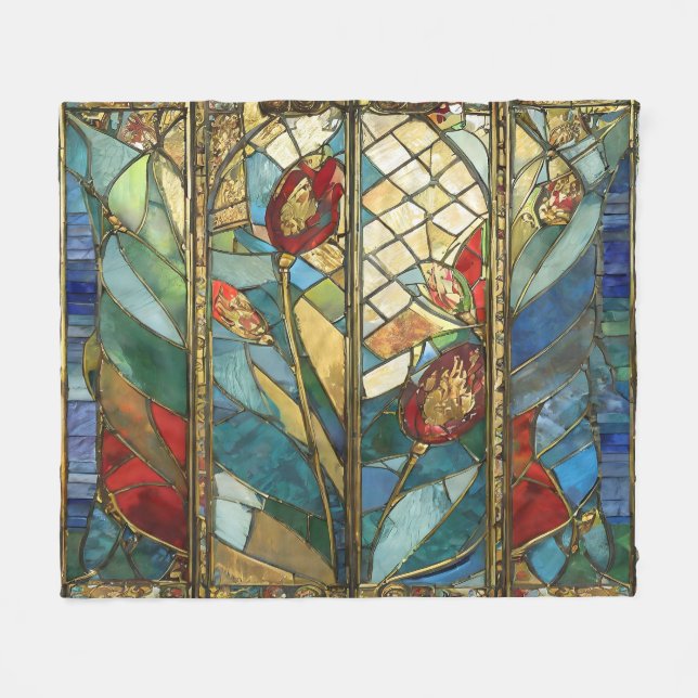 Manta Polar El Jefe Rojo de Vidrio Manchado atiende al amanece (Frente (Horizontal))