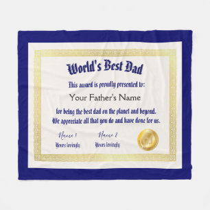Manta Polar El mejor certificado de papá de un mundo gracioso