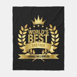 Manta Polar El Mejor Hermano del Mundo Negro y Dorado Divertid