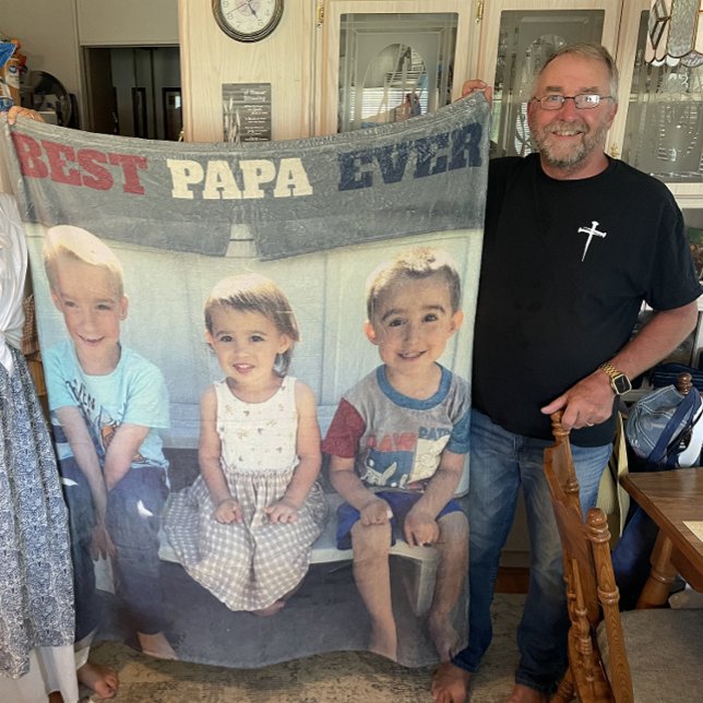 Manta Polar El mejor papá, nietos, foto del día del padre (My husband loves his custom grandkids photo fleece blanket!)
