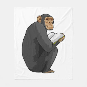 Manta Polar El mono como nerd con el libro