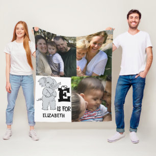 Manta Polar El monograma E de personalizado es para elefante d