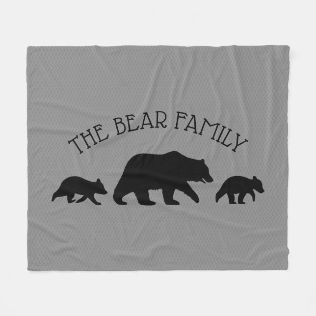 Manta Polar El oso pardo con cubs Silhouettes Personalizado Te (Frente (Horizontal))
