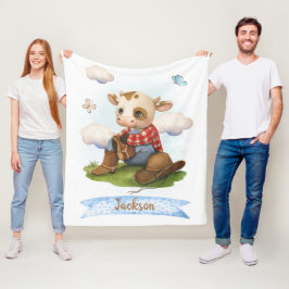 Manta Polar El pequeño Cowboy Cute Bull