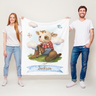Manta Polar El pequeño Cowboy Cute Bull