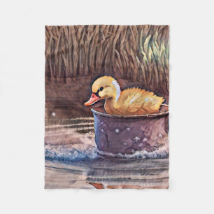 Manta Polar El Pequeño Duckling Amarillo Jugando En El Cubo