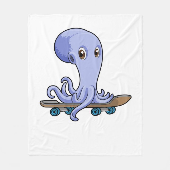 Manta Polar El pulpo como patinador con patineta (Anverso)