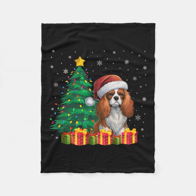 Manta Polar El rey Charles Spaniel Santa Hat Xmas (Anverso)