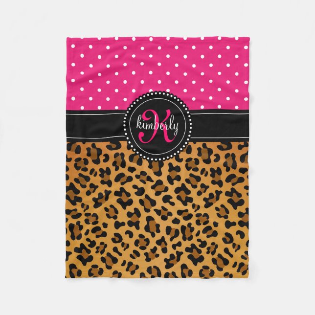 Manta Polar El rosa elegante del estampado leopardo puntea (Anverso)