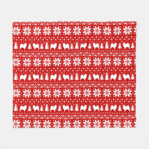 Manta Polar El samoyedo siluetea rojo del modelo del navidad