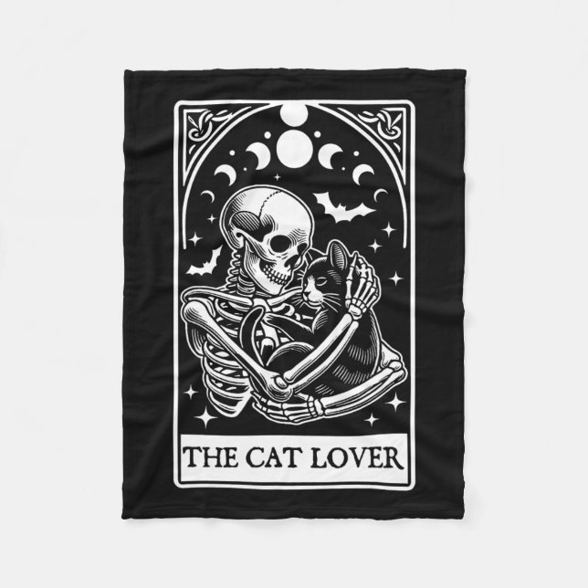 Manta Polar El Skeleton De La Tarjeta Tarot Para El Gato Y El  (Anverso)