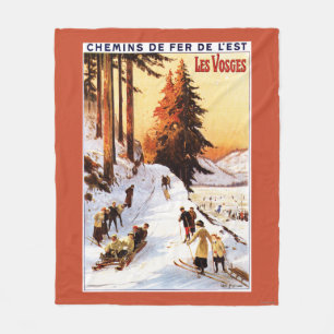 Manta Polar El Sledding y esquí en el poster de los Vosgos