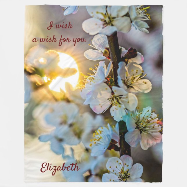 Manta Polar El Sol Y Las Flores De Ápricot Japonesas (Anverso)