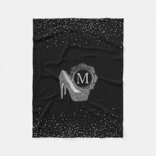 Manta Polar El tacón alto de plata negro elegante del