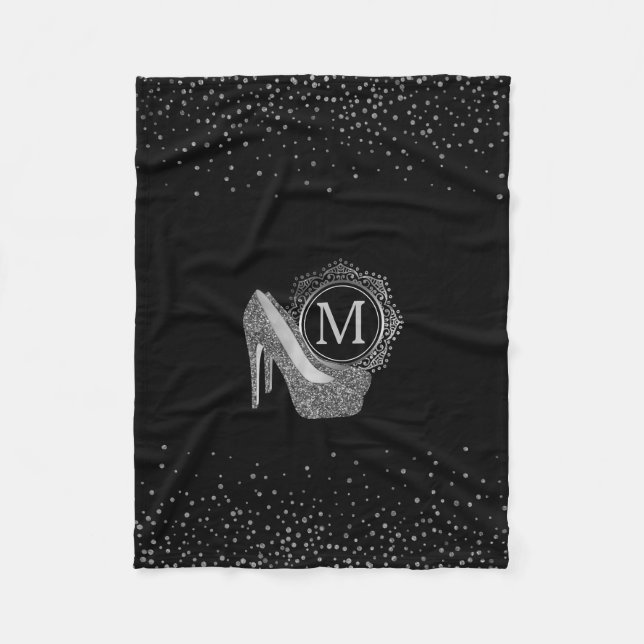 Manta Polar El tacón alto de plata negro elegante del (Anverso)