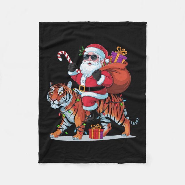 Manta Polar El tigre y el amante de la Navidad iluminan al tig (Anverso)