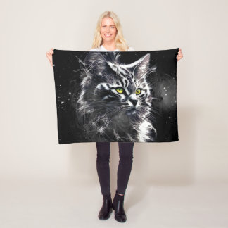 Manta Polar Electric Fractal Black Cat Glow Blanket