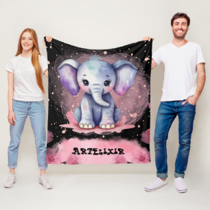 Manta Polar Elefante acuarela con diseño moderno y elegante