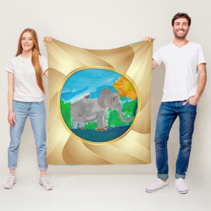 Manta Polar Elefante "Arte de niños"