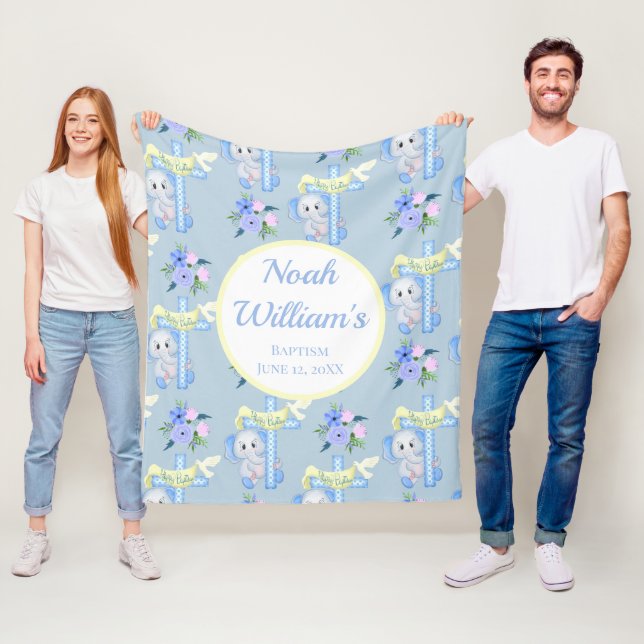 Manta Polar Elefante Bebé Con Baptismo Personal A Través De La (In situ)