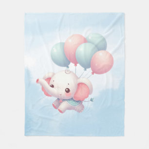 Manta Polar elefante bebé con globos
