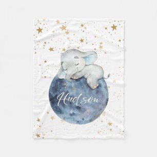Manta Polar Elefante bebé personalizado en la luna   30x40 Fle