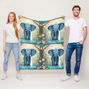 Manta Polar Elefante Bebé Whimsical Azul,