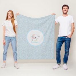Manta Polar Elefante Blanco Bebé Moderno Niño Azul