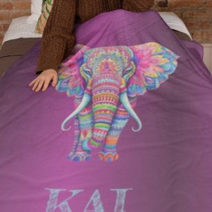 Manta Polar Elefante Boho - Diseño de Mandala personalizado