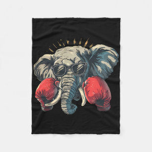 Manta Polar Elefante boxeando con guantes de boxeo Kickboxing