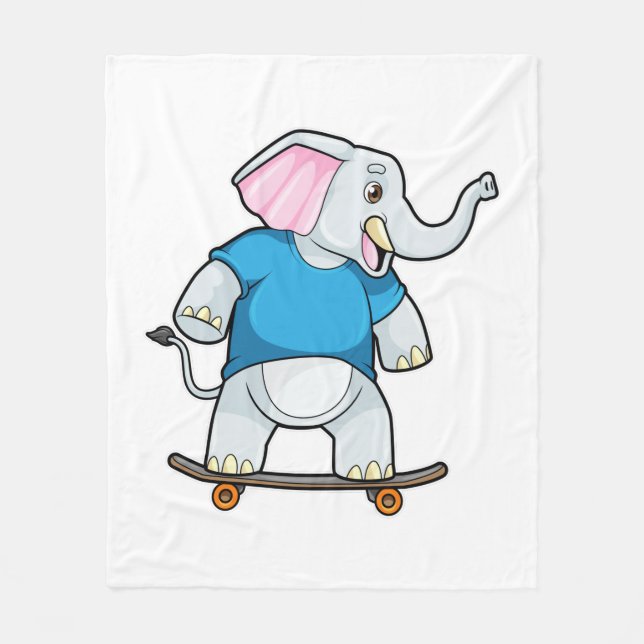 Manta Polar Elefante como Skater con Skateboard (Anverso)