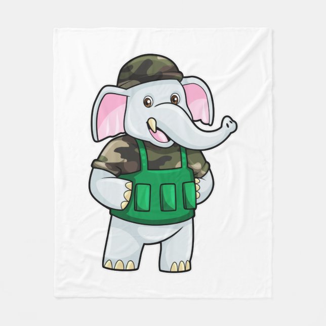 Manta Polar Elefante como soldado con uniforme y casco (Anverso)