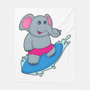Manta Polar Elefante como surfista con tabla de surf