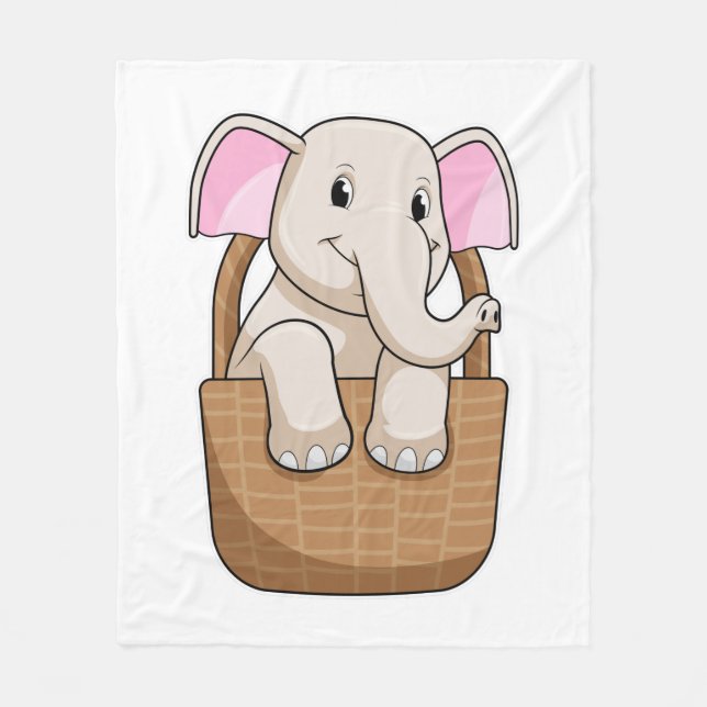 Manta Polar Elefante con cesta (Anverso)