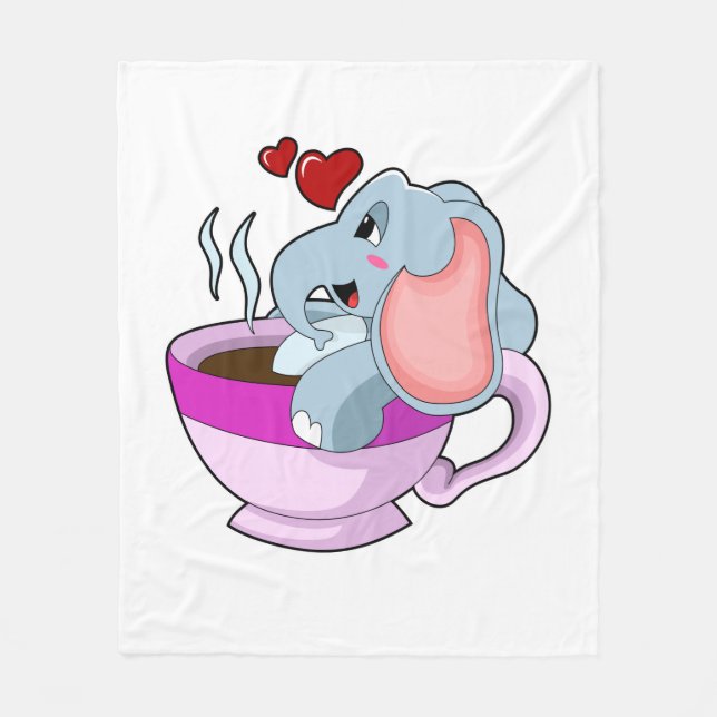 Manta Polar Elefante con Copa de Café (Anverso)