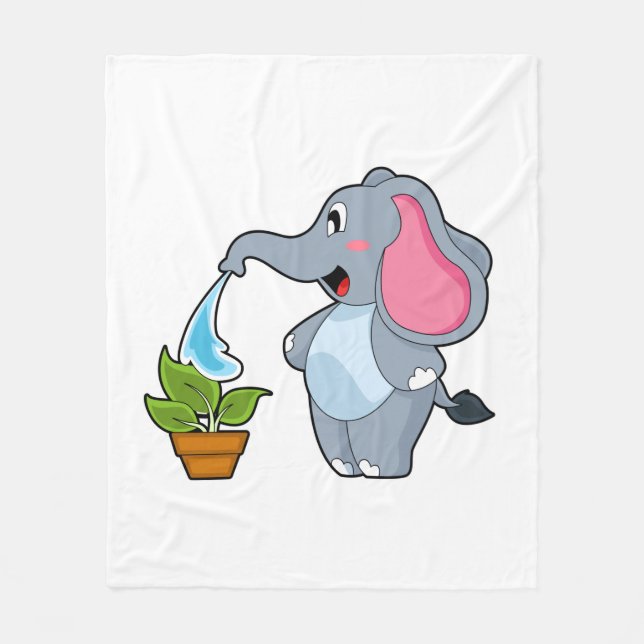 Manta Polar Elefante con planta (Anverso)